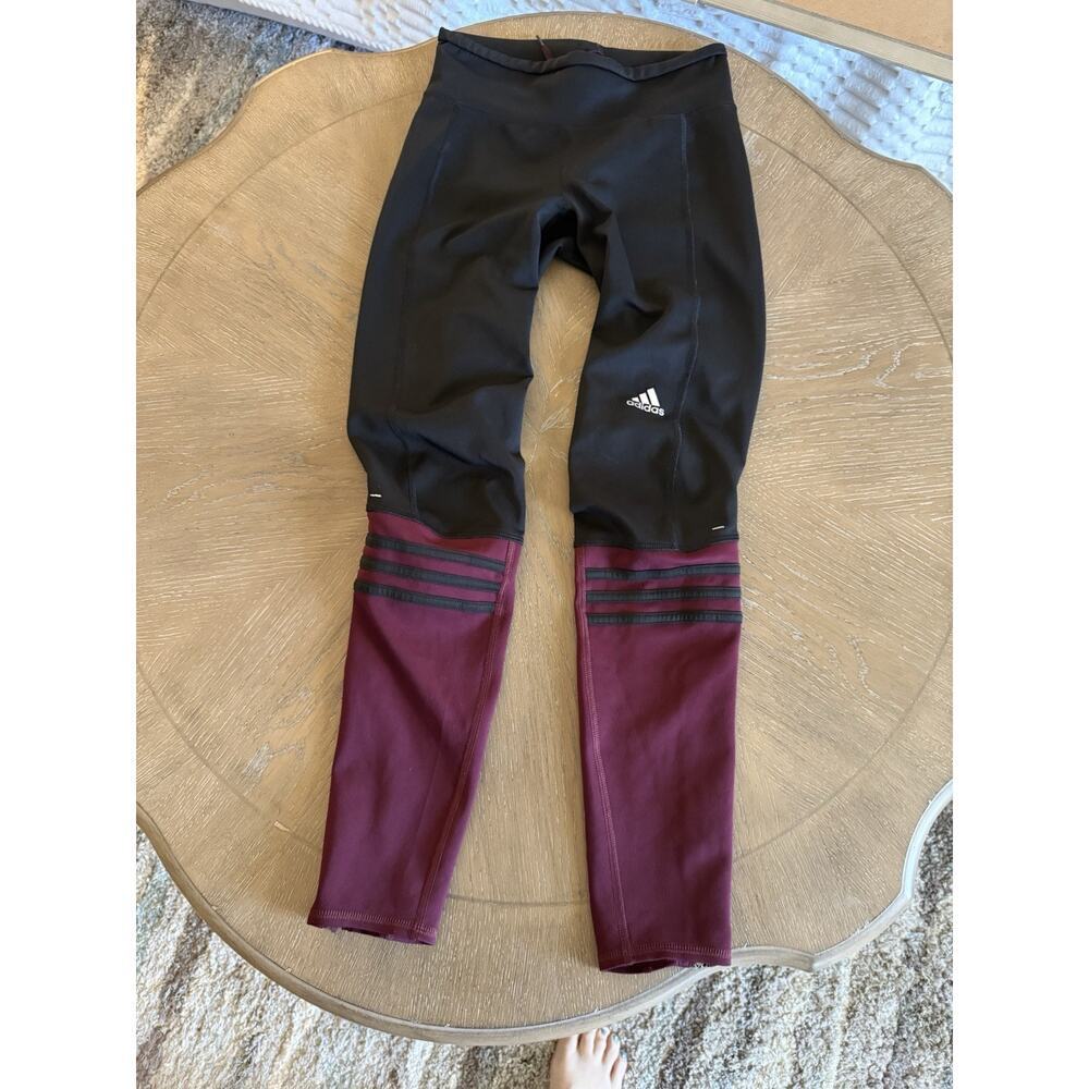 Adidas Climalite Response Women's Leggings Small Black Maroon